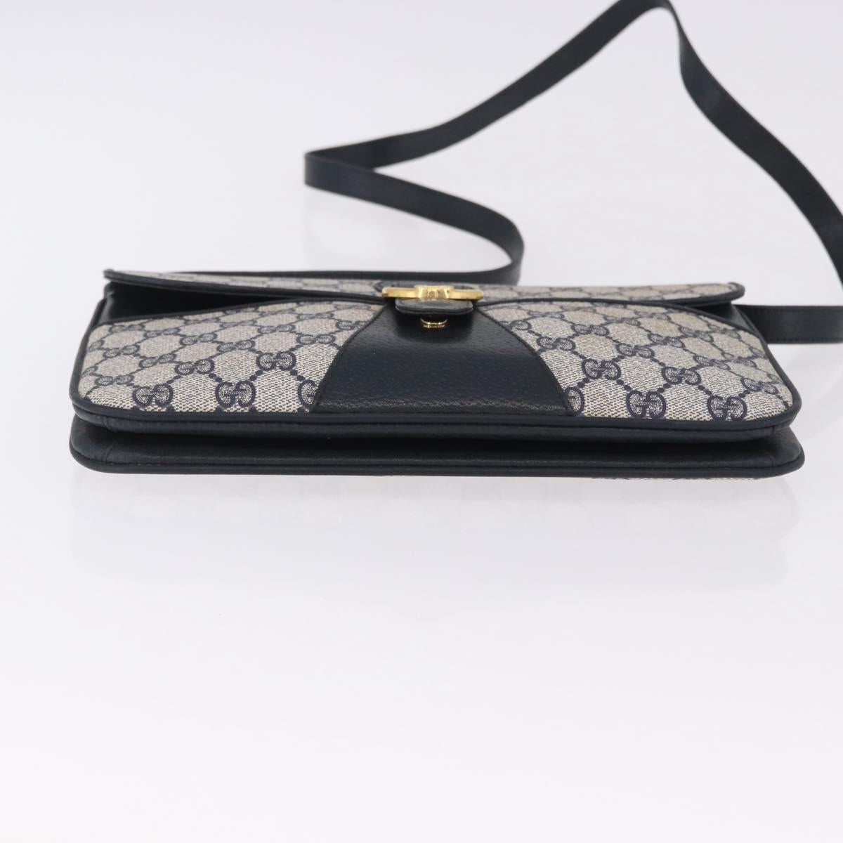 GUCCI GG Supreme Clutch Bag PVC Navy Gold 904 02 025 Auth 193045