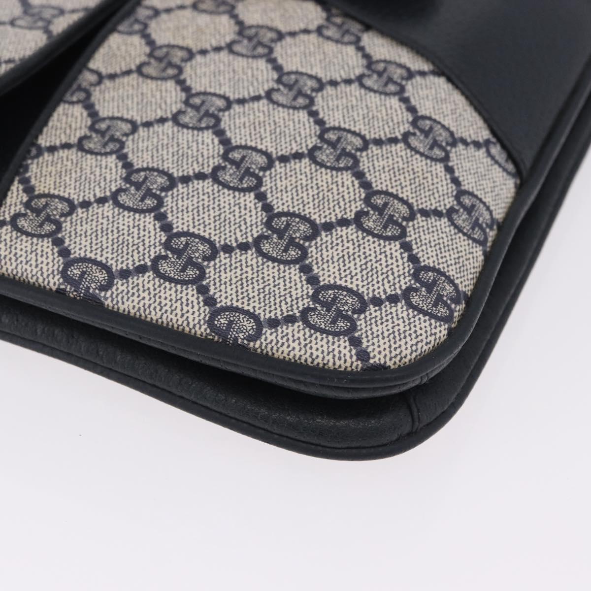 GUCCI GG Supreme Clutch Bag PVC Navy Gold 904 02 025 Auth 193045