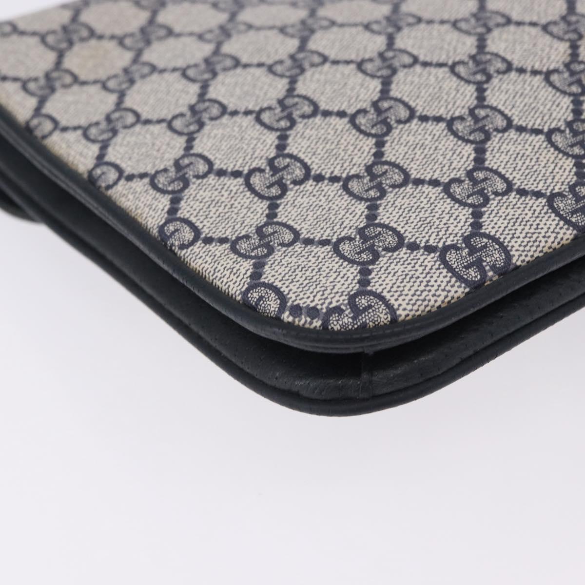 GUCCI GG Supreme Clutch Bag PVC Navy Gold 904 02 025 Auth 193045