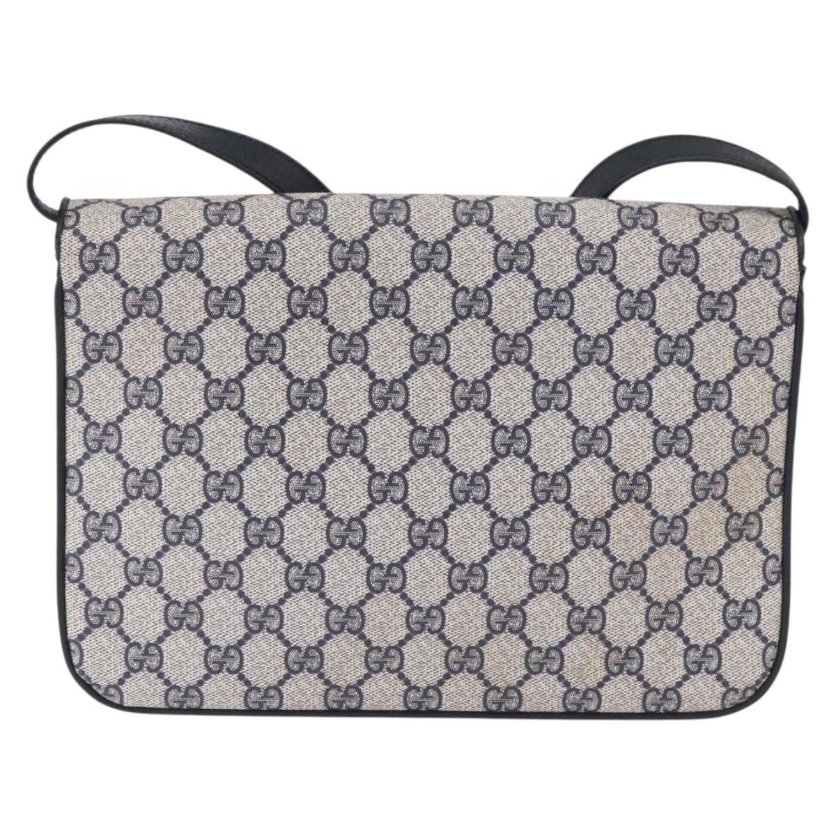 GUCCI GG Supreme Clutch Bag PVC Navy Gold 904 02 025 Auth 193045