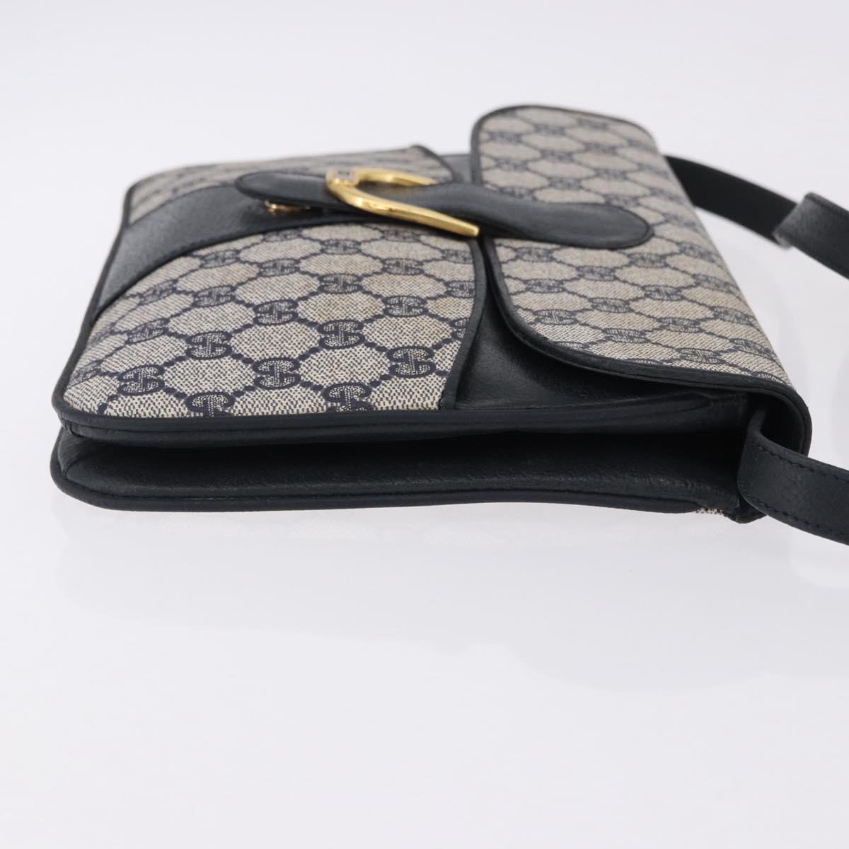 GUCCI GG Supreme Clutch Bag PVC Navy Gold 904 02 025 Auth 193045