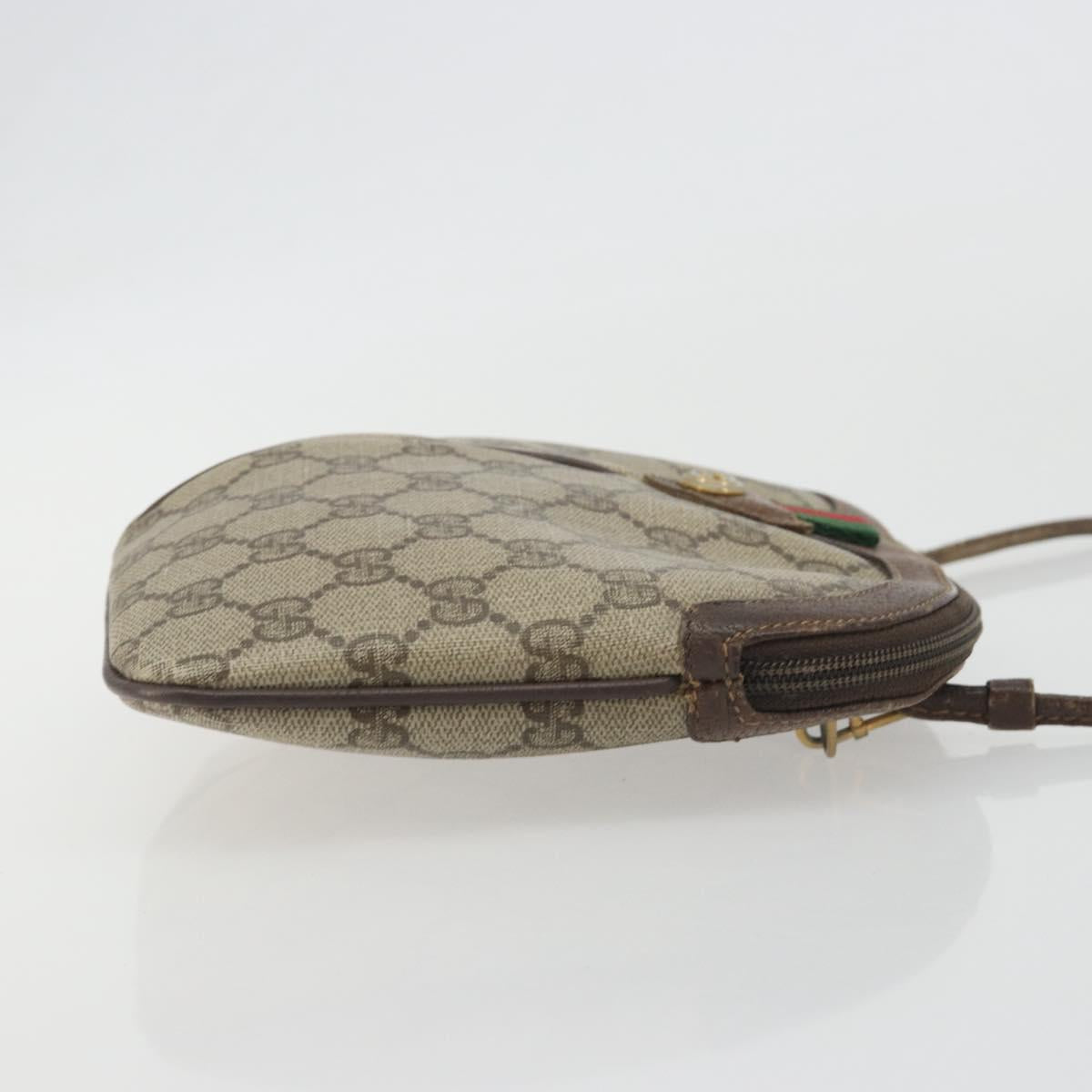 GUCCI GG Supreme Web Sherry Line Bag PVC Beige Gold 904 02 047 Auth 193046