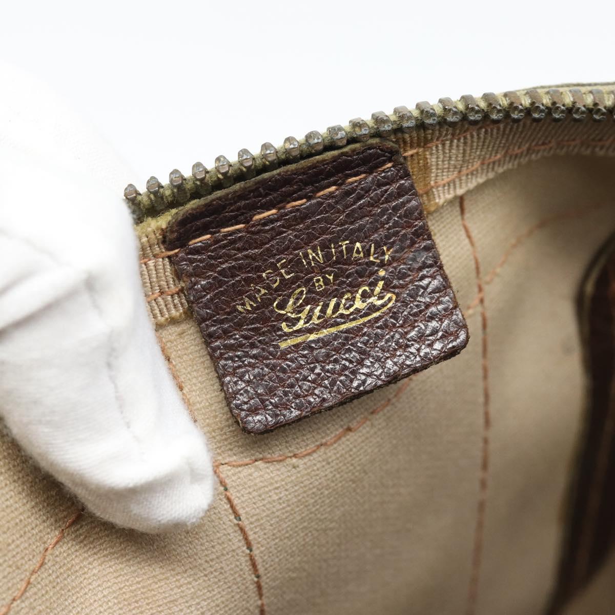GUCCI GG Supreme Web Sherry Line Boston Bag PVC Beige Gold Auth 193047