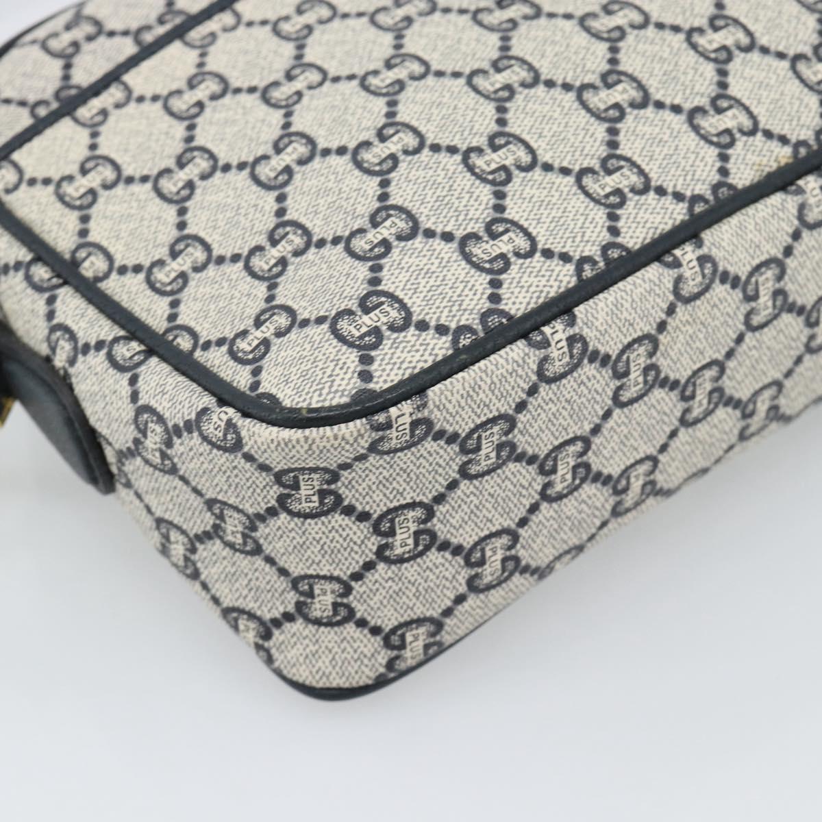 GUCCI GG Plus Supreme Shoulder Bag PVC Navy Gold Auth 193048