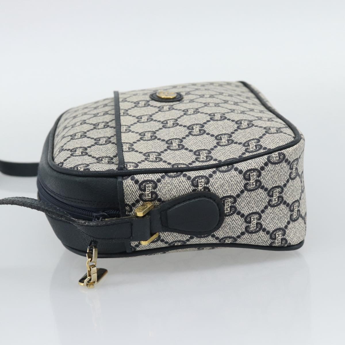 GUCCI GG Plus Supreme Shoulder Bag PVC Navy Gold Auth 193048