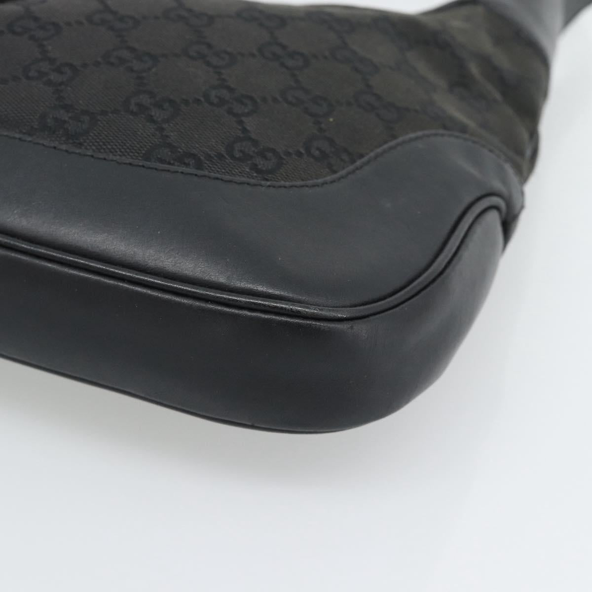 GUCCI GG Canvas Jackie Shoulder Bag Black Silver 204990 Auth 193049V