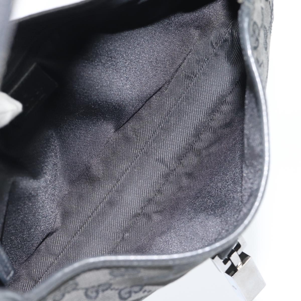 GUCCI GG Canvas Jackie Shoulder Bag Black Silver 204990 Auth 193049V