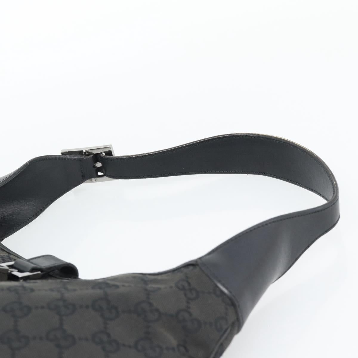GUCCI GG Canvas Jackie Shoulder Bag Black Silver 204990 Auth 193049V