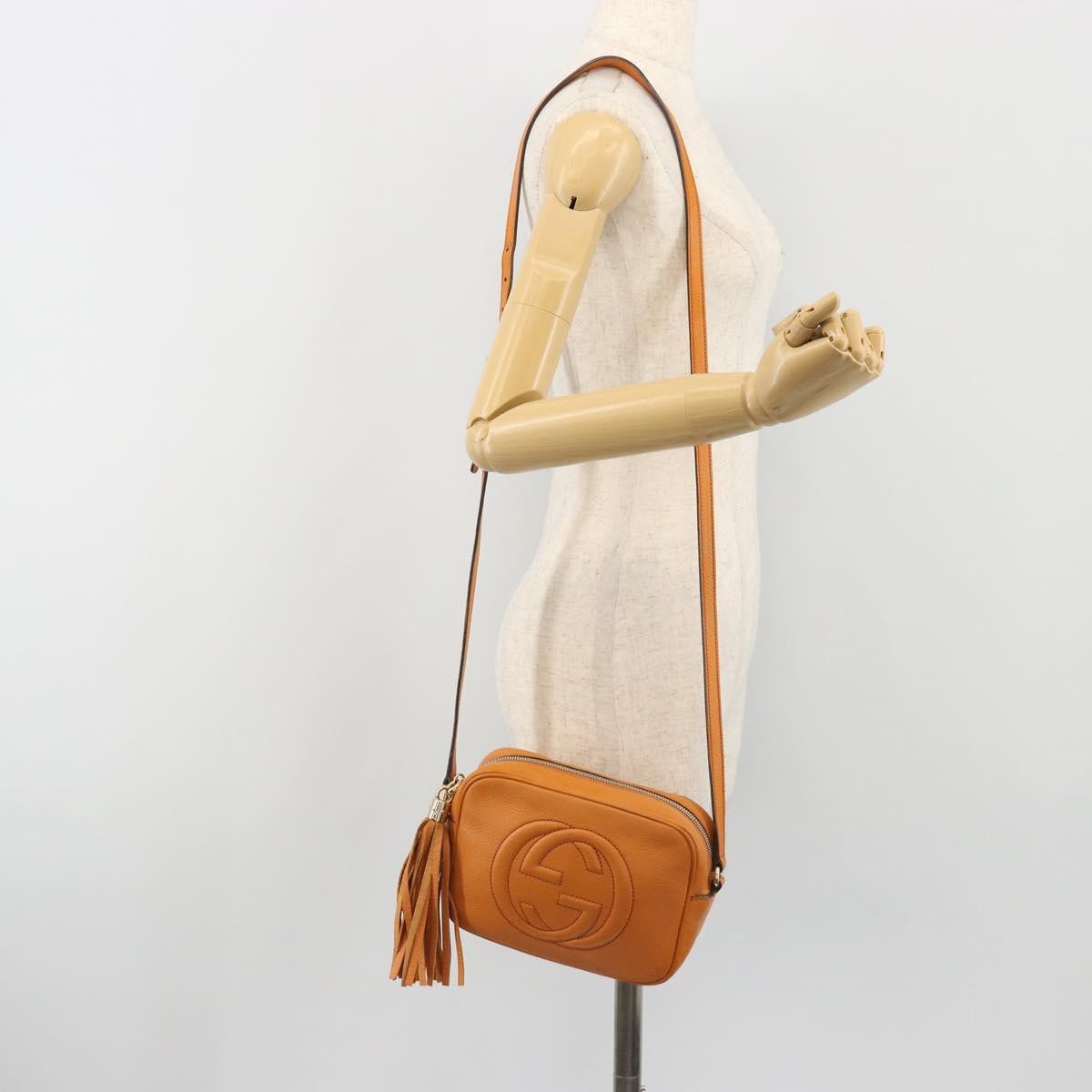 GUCCI Shoulder Bag Leather Orange Gold 308364 Auth 193050V