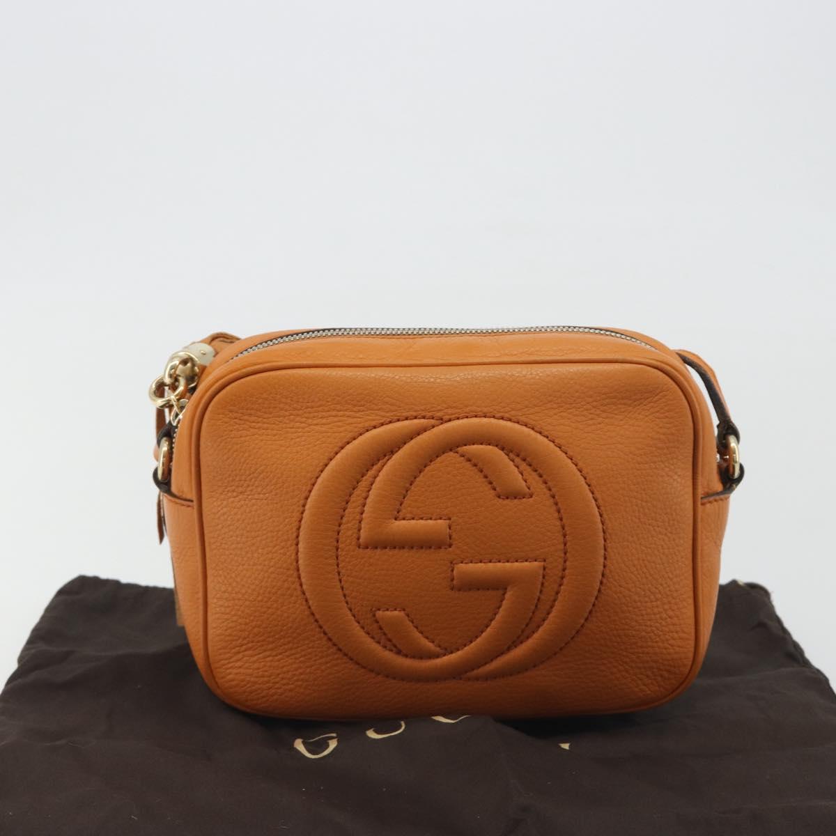GUCCI Shoulder Bag Leather Orange Gold 308364 Auth 193050V