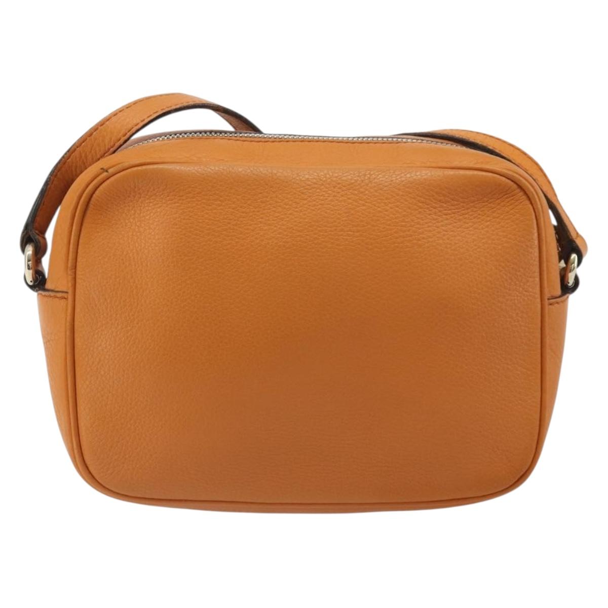 GUCCI Shoulder Bag Leather Orange Gold 308364 Auth 193050V