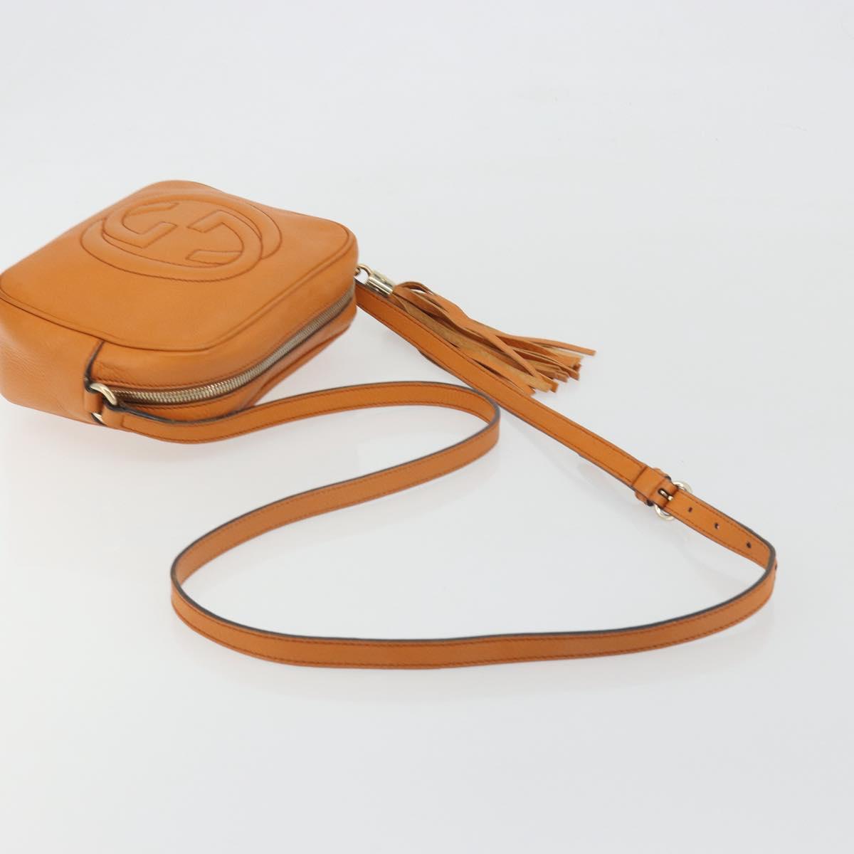 GUCCI Shoulder Bag Leather Orange Gold 308364 Auth 193050V