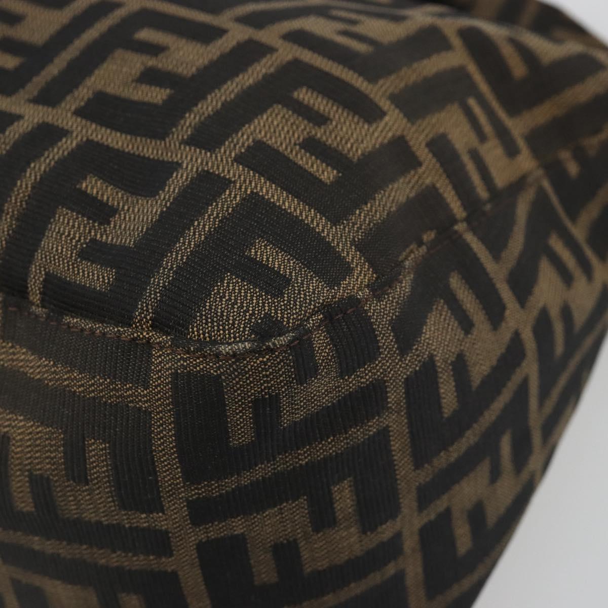 FENDI Zucca Canvas Mamma Baguette Shoulder Bag Brown Black Auth 193052V