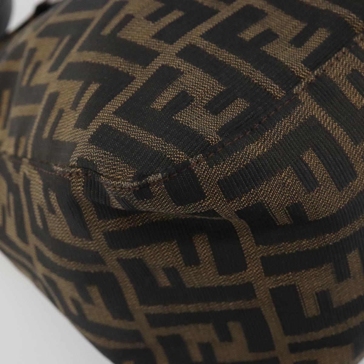 FENDI Zucca Canvas Mamma Baguette Shoulder Bag Brown Black Auth 193052V