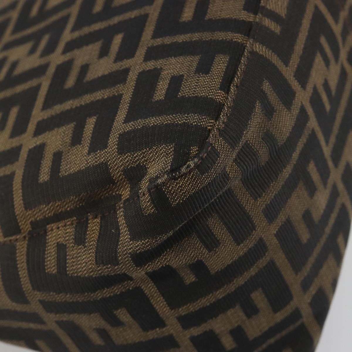 FENDI Zucca Canvas Mamma Baguette Shoulder Bag Brown Black Auth 193052V