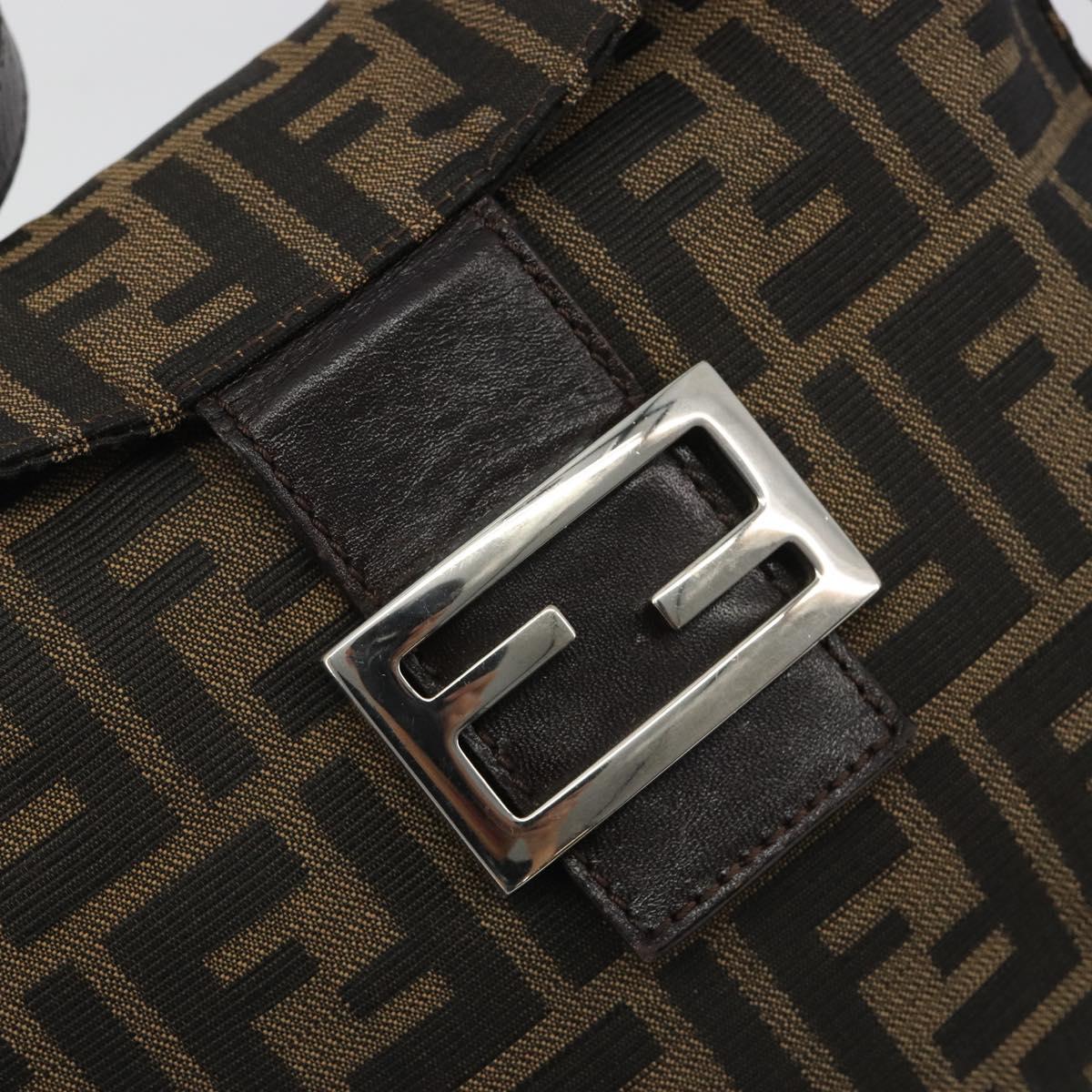 FENDI Zucca Canvas Mamma Baguette Shoulder Bag Brown Black Auth 193052V