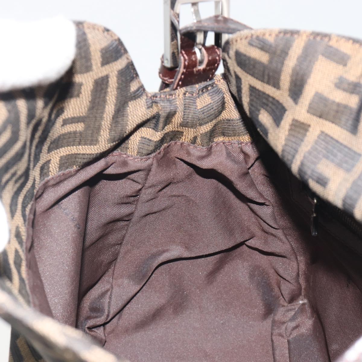 FENDI Zucca Canvas Mamma Baguette Shoulder Bag Brown Black Auth 193052V