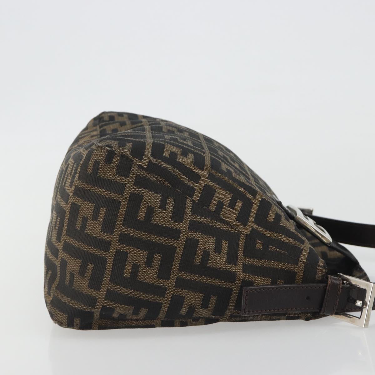 FENDI Zucca Canvas Mamma Baguette Shoulder Bag Brown Black Auth 193052V