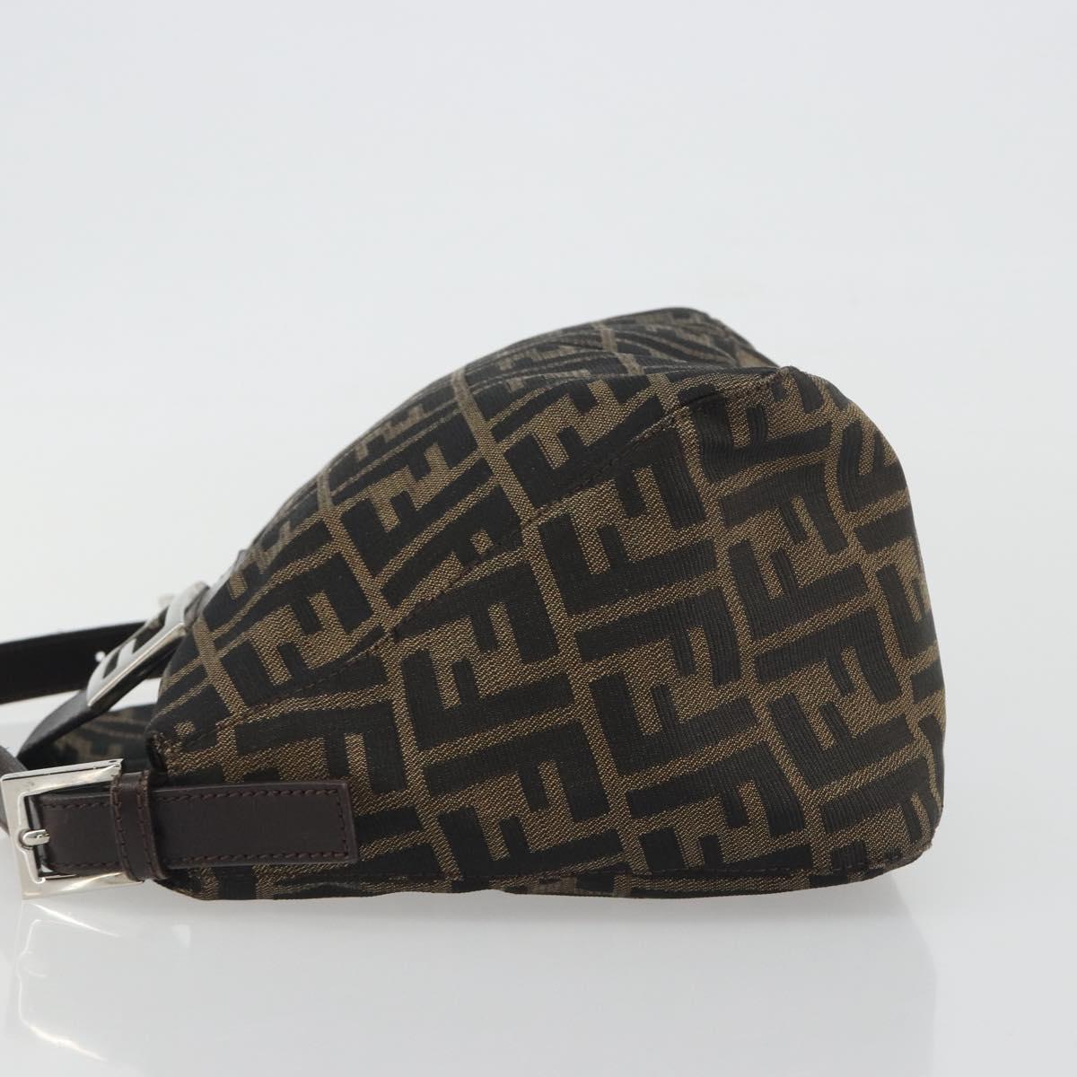 FENDI Zucca Canvas Mamma Baguette Shoulder Bag Brown Black Auth 193052V