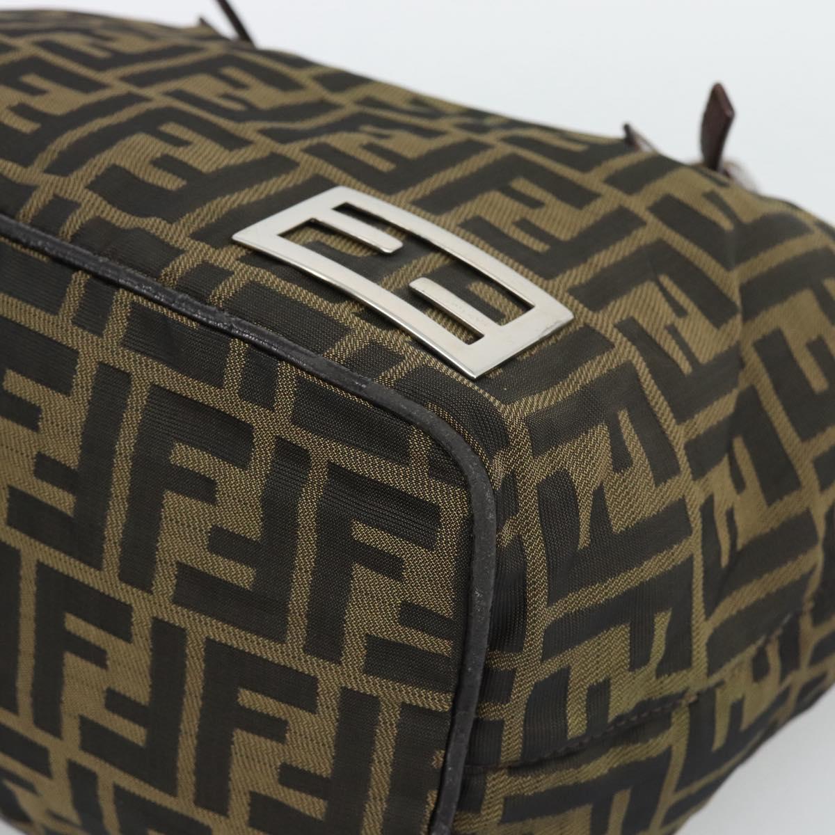 FENDI Zucca Canvas Hand Bag Black Brown Auth 193053