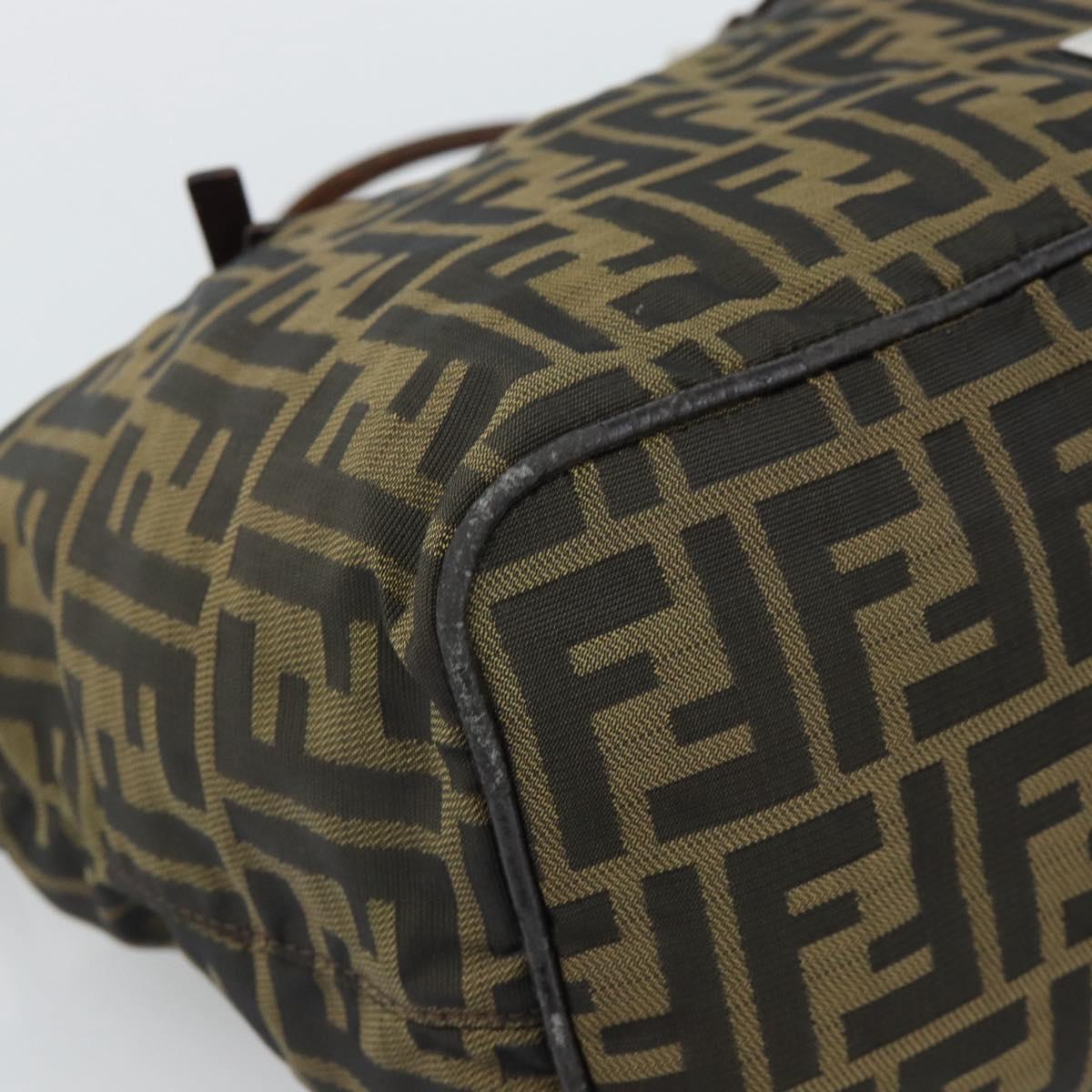FENDI Zucca Canvas Hand Bag Black Brown Auth 193053