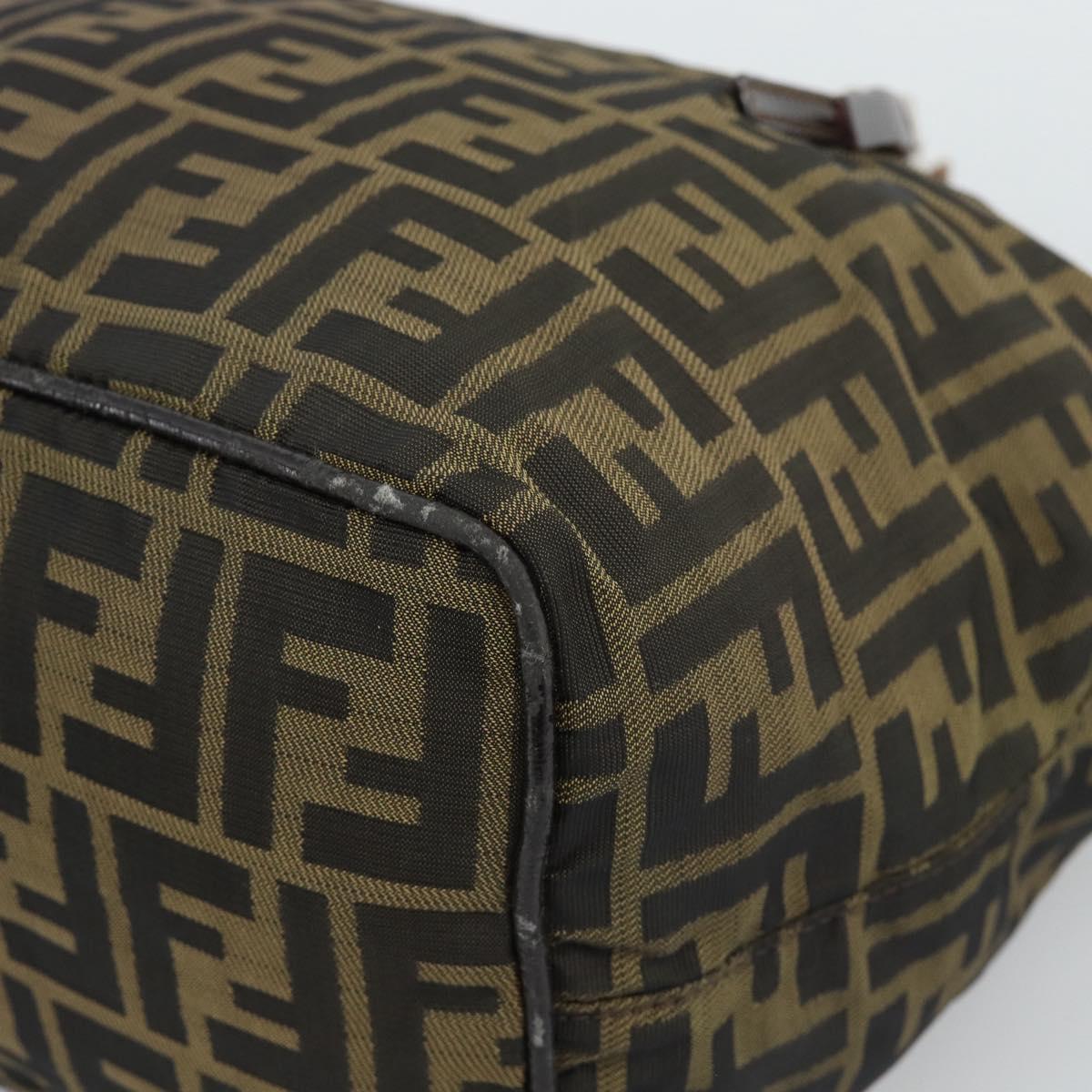 FENDI Zucca Canvas Hand Bag Black Brown Auth 193053