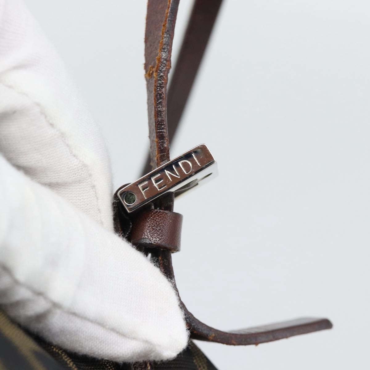 FENDI Zucca Canvas Hand Bag Black Brown Auth 193053