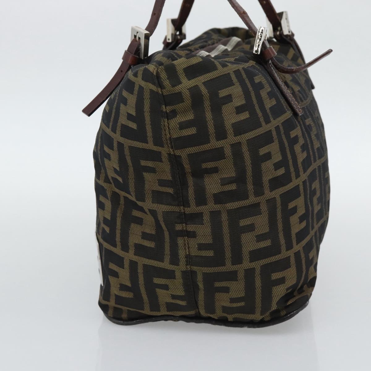 FENDI Zucca Canvas Hand Bag Black Brown Auth 193053