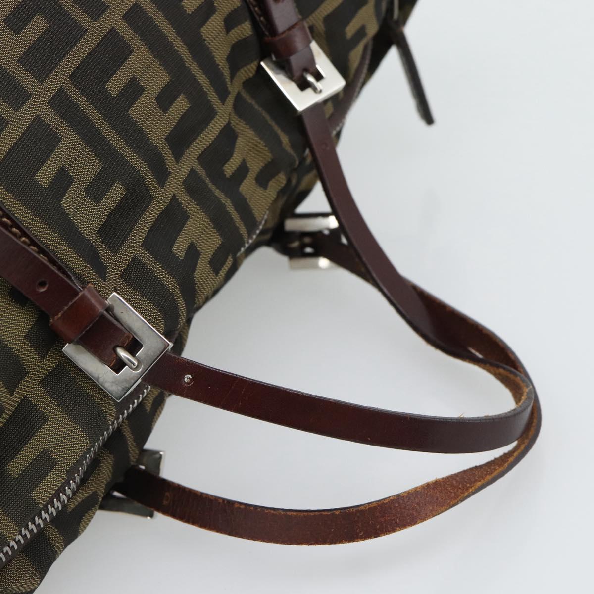 FENDI Zucca Canvas Hand Bag Black Brown Auth 193053