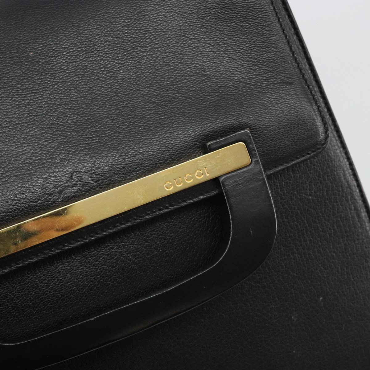 GUCCI Shoulder Bag Leather Black Gold 001 406 1803 Auth 193054