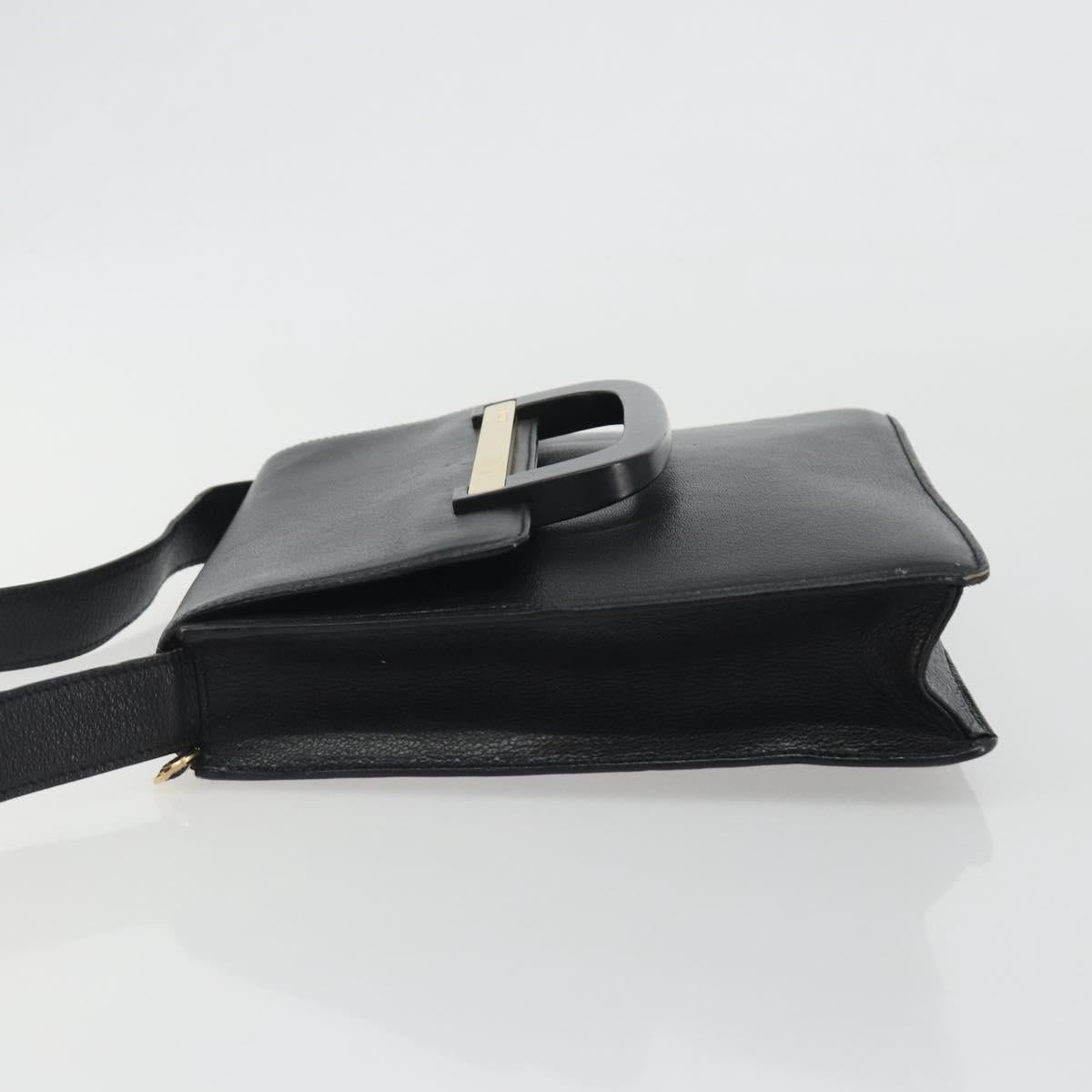 GUCCI Shoulder Bag Leather Black Gold 001 406 1803 Auth 193054