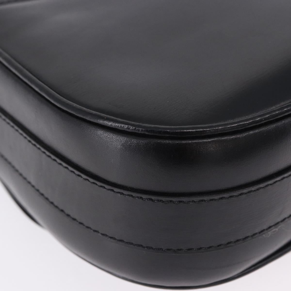 CELINE Shoulder Bag Leather Black Gold Auth 193055