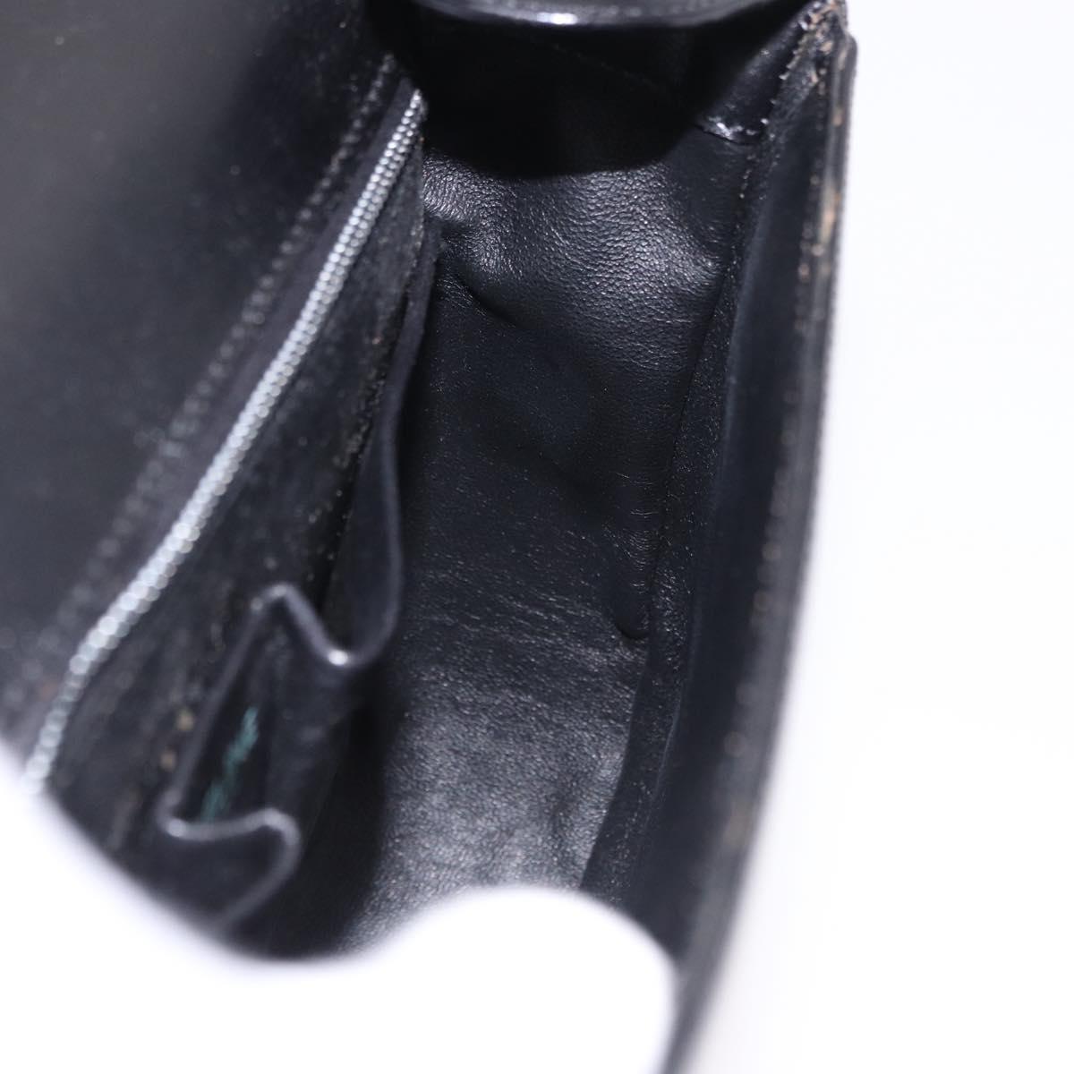 CELINE Shoulder Bag Leather Black Gold Auth 193055