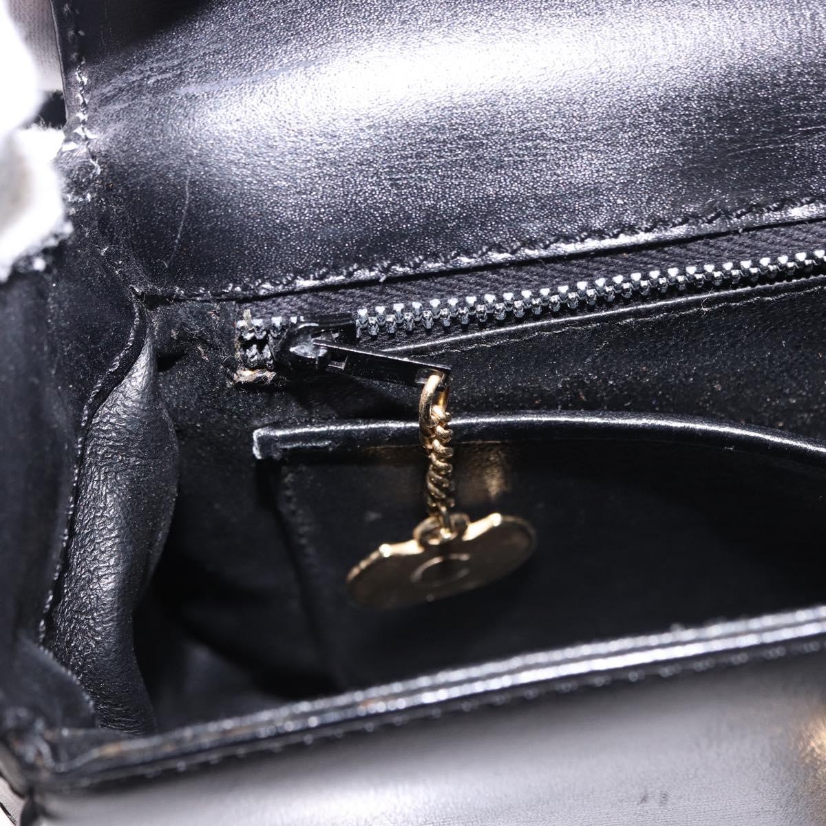 CELINE Shoulder Bag Leather Black Gold Auth 193055