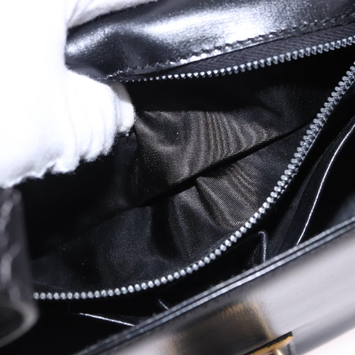 CELINE Shoulder Bag Leather Black Gold Auth 193055