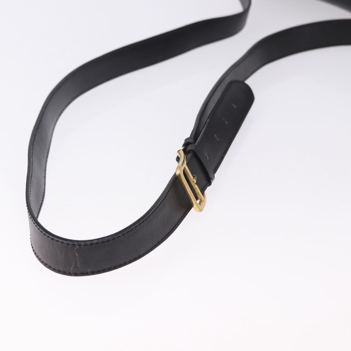 CELINE Shoulder Bag Leather Black Gold Auth 193055