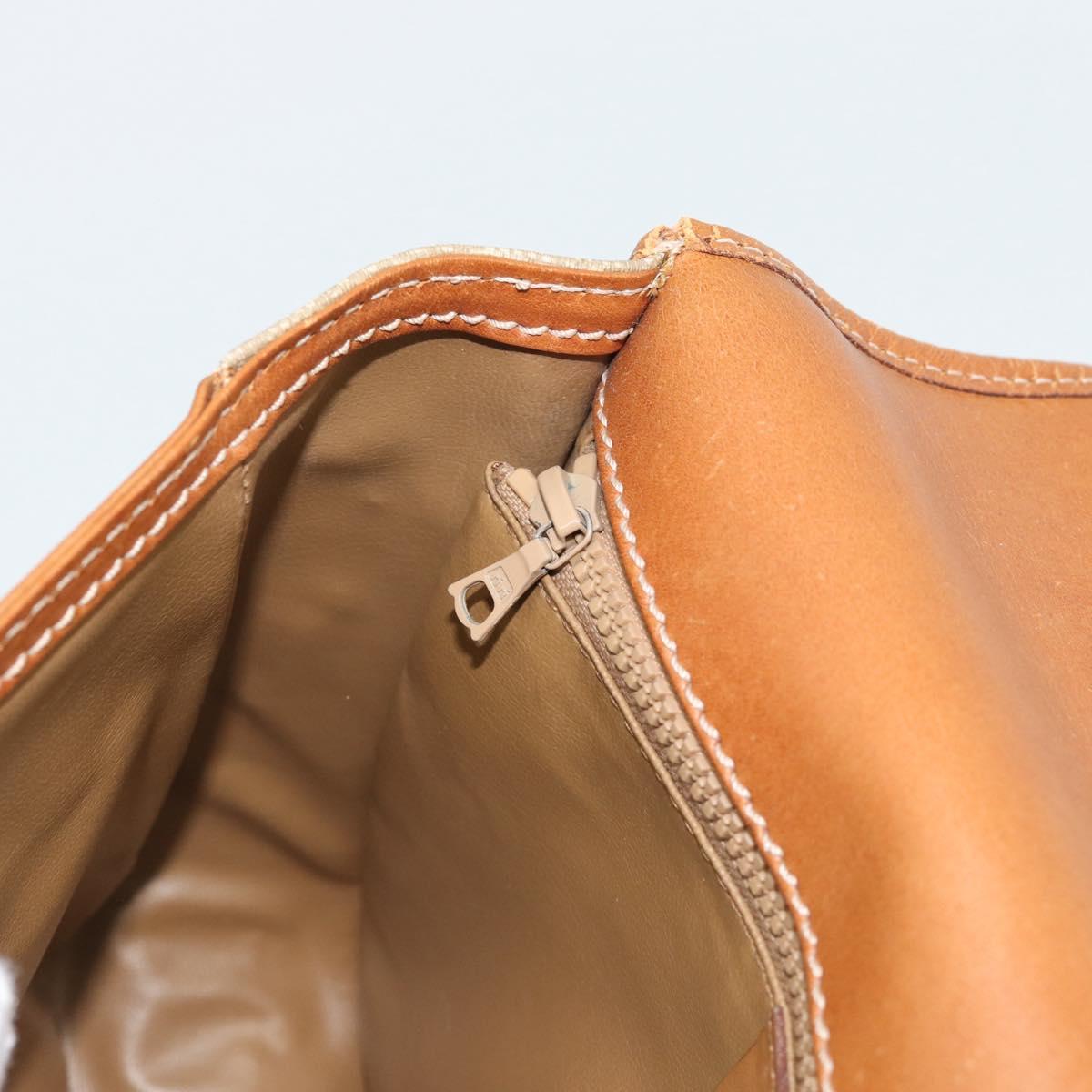 CELINE Macadam Canvas Shoulder Bag PVC Beige Gold Auth 193056
