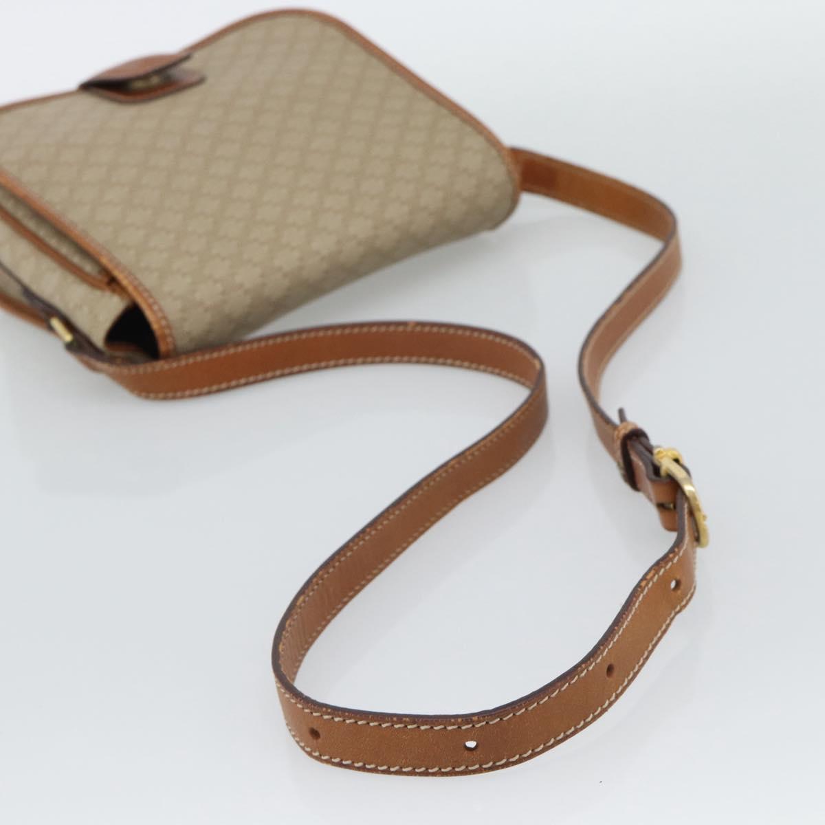 CELINE Macadam Canvas Shoulder Bag PVC Beige Gold Auth 193056