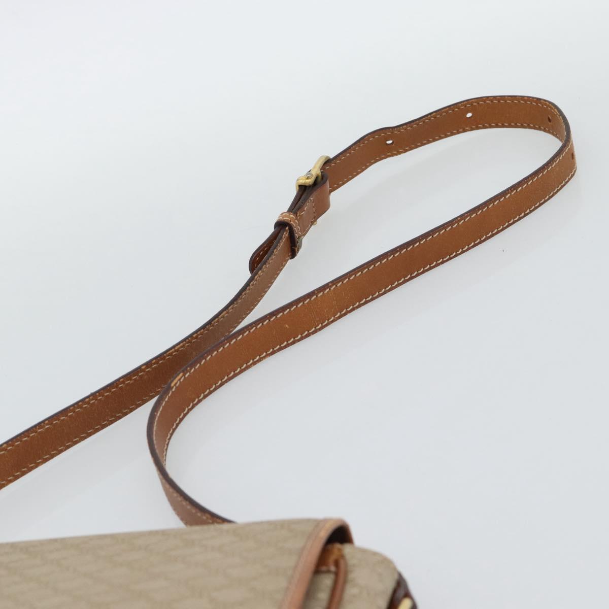 CELINE Macadam Canvas Shoulder Bag PVC Beige Gold Auth 193056