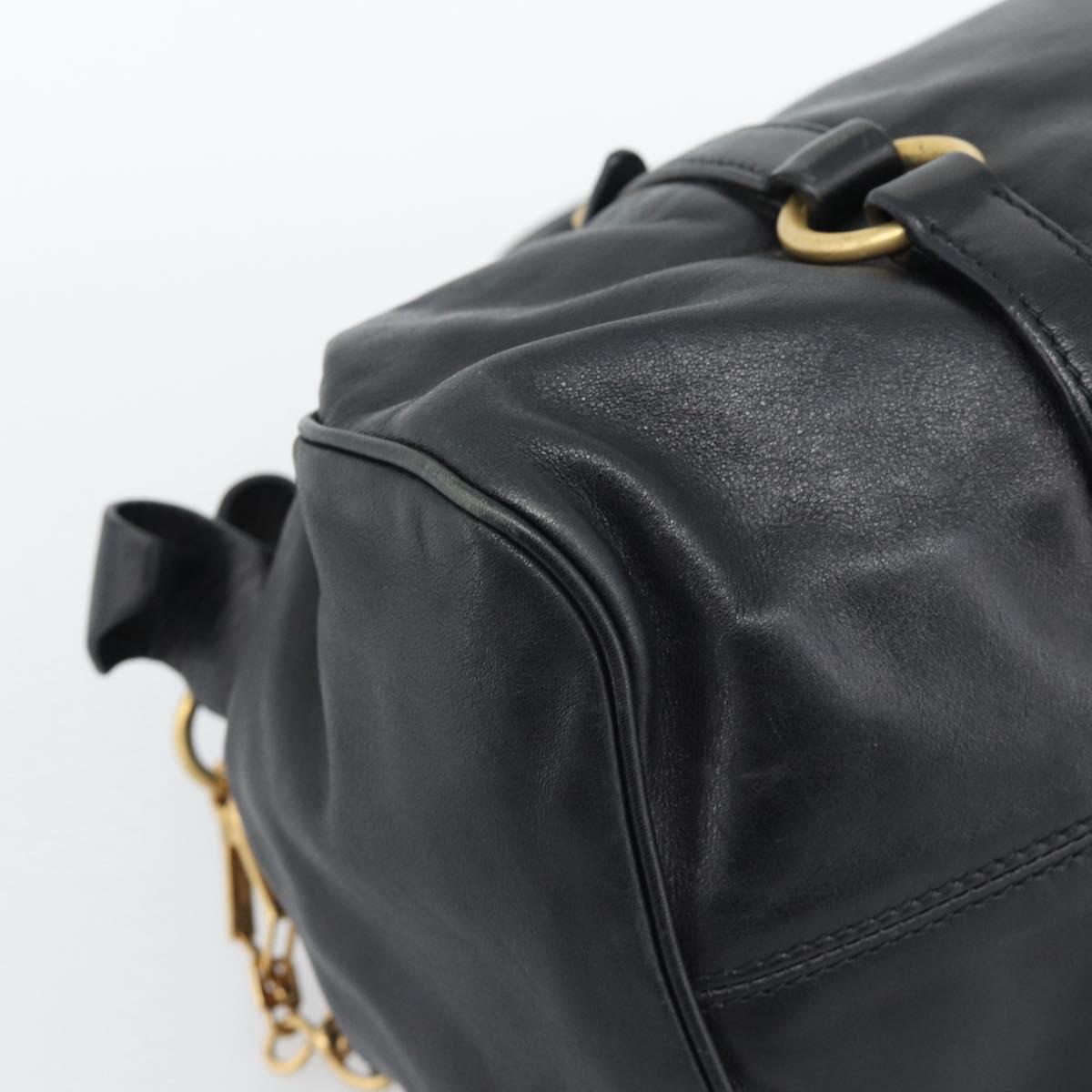 Miu Miu Ribbon Hand Bag Leather 2way Black Gold Auth 193057M