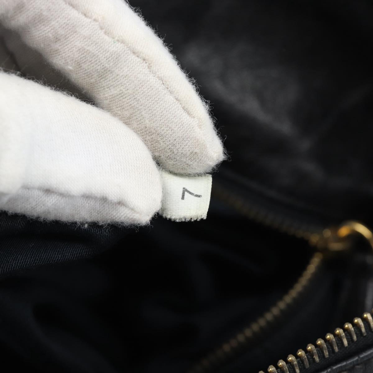Miu Miu Ribbon Hand Bag Leather 2way Black Gold Auth 193057M