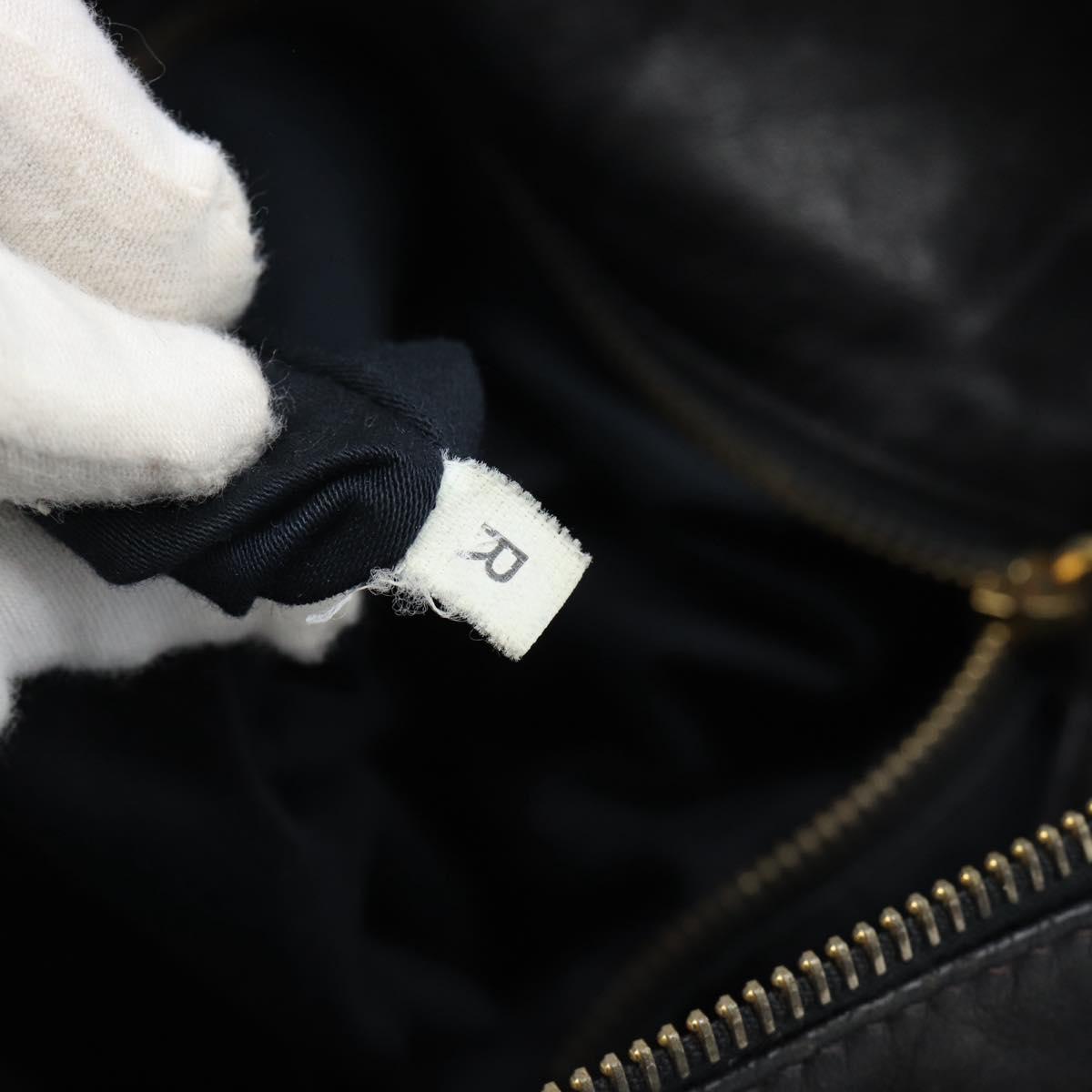 Miu Miu Ribbon Hand Bag Leather 2way Black Gold Auth 193057M