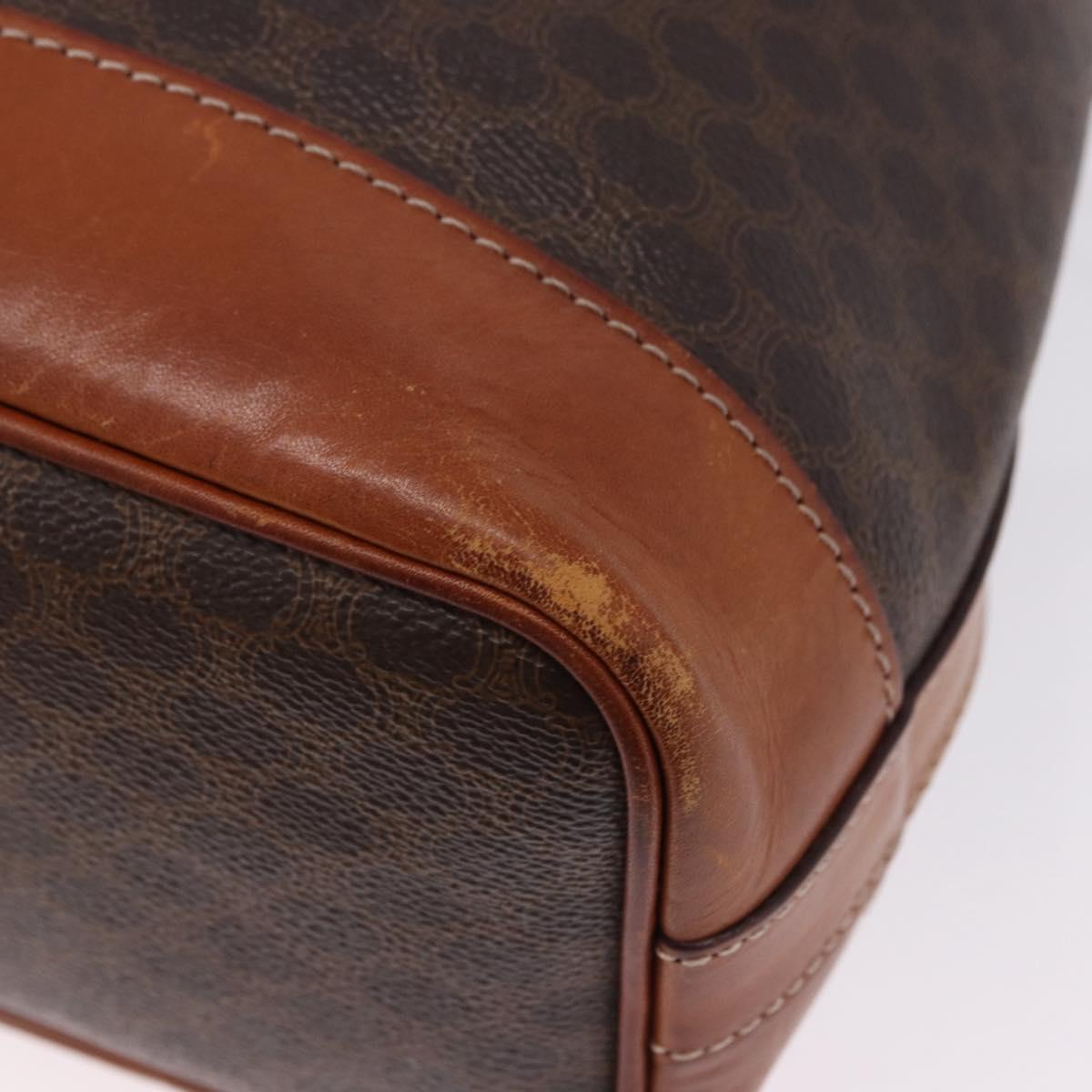 CELINE Macadam Canvas Shoulder Bag PVC Leather Brown Gold Auth 193065