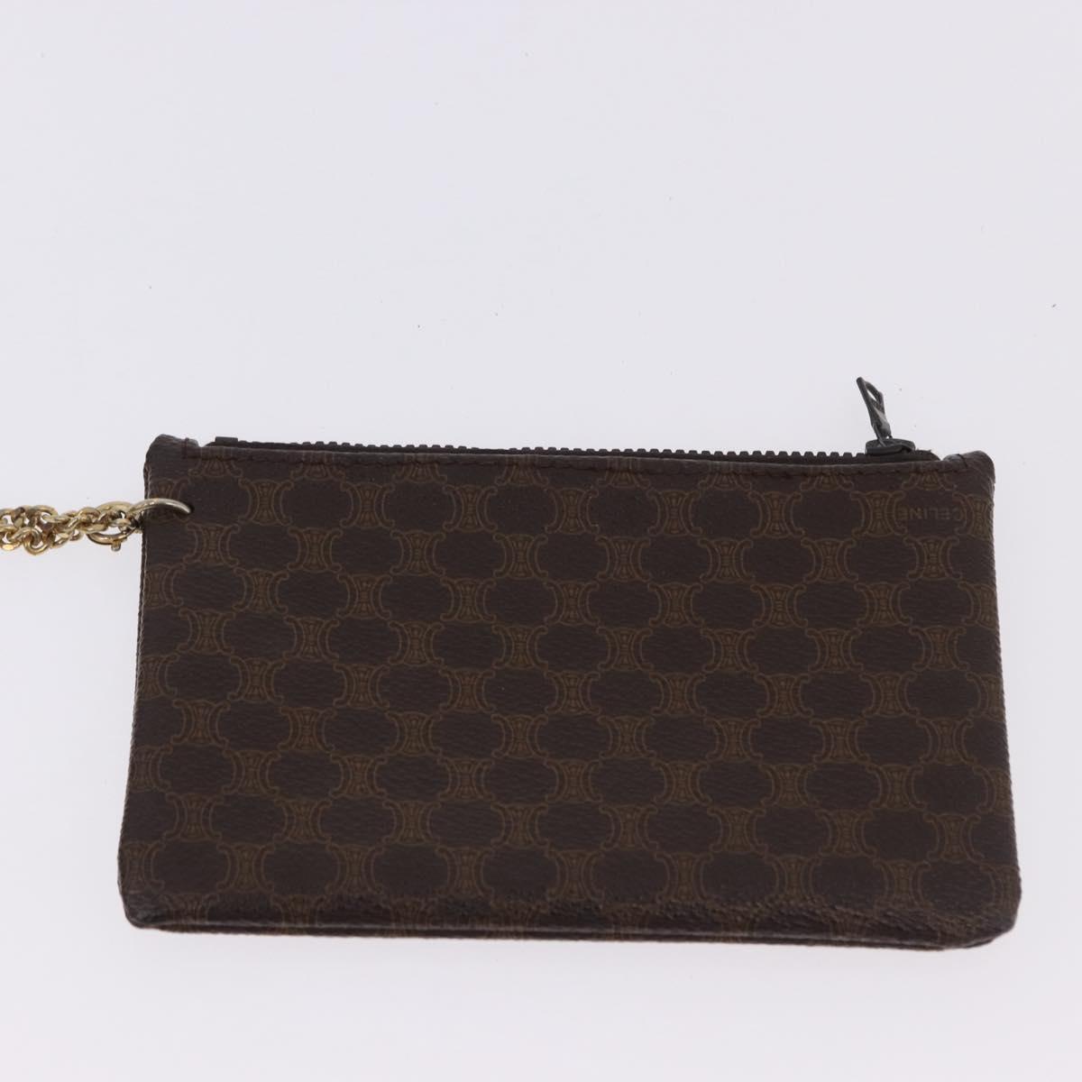 CELINE Macadam Canvas Shoulder Bag PVC Leather Brown Gold Auth 193065