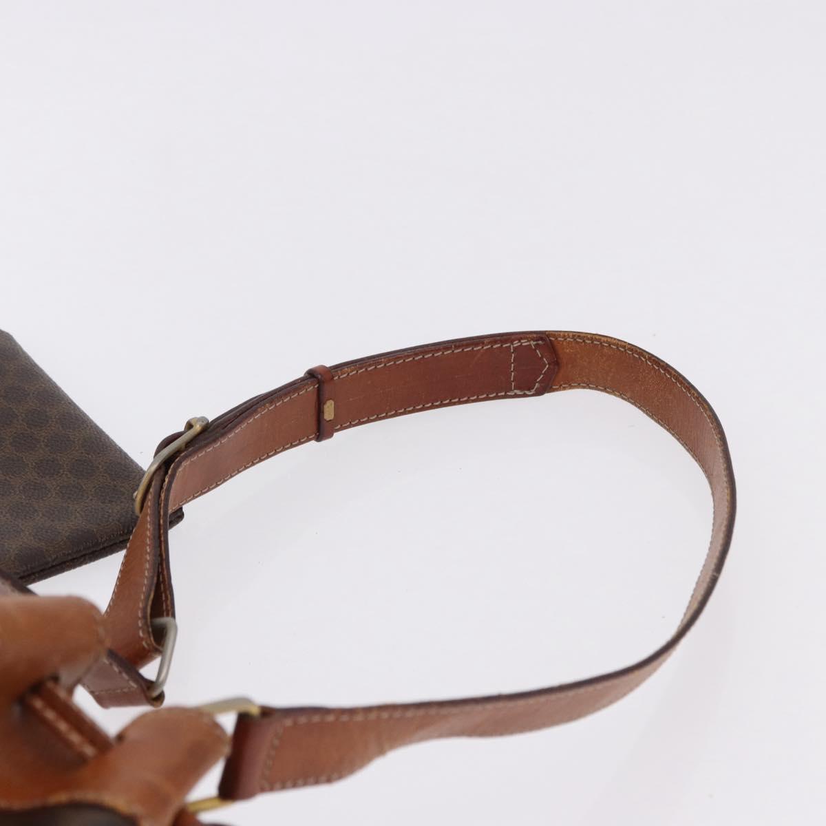 CELINE Macadam Canvas Shoulder Bag PVC Leather Brown Gold Auth 193065