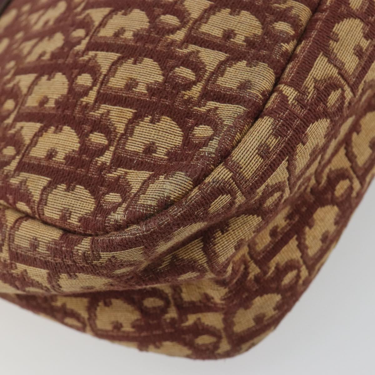 Christian Dior Trotter Canvas Shoulder Bag Red Gold Auth 193066