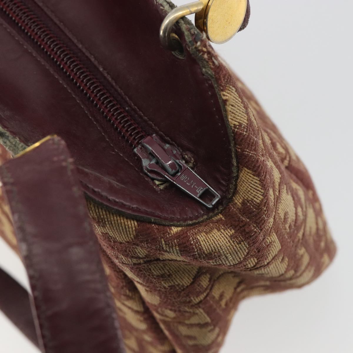 Christian Dior Trotter Canvas Shoulder Bag Red Gold Auth 193066