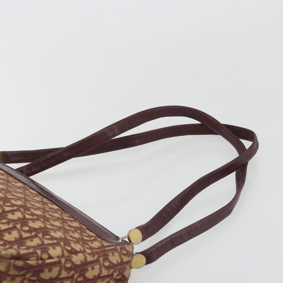 Christian Dior Trotter Canvas Shoulder Bag Red Gold Auth 193066