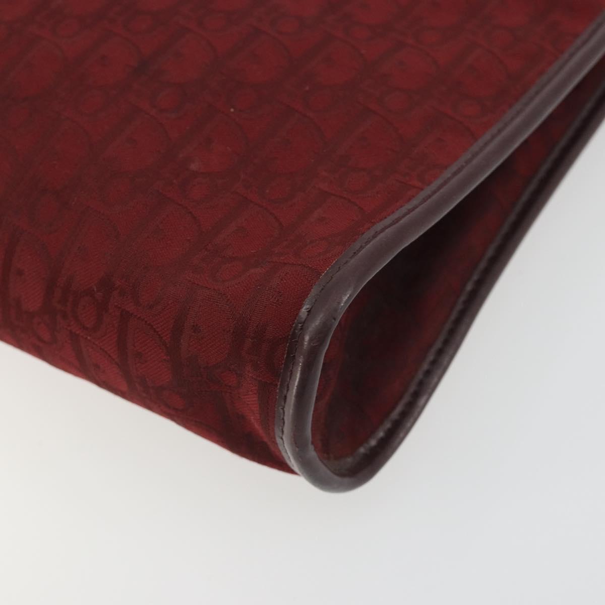 Christian Dior Trotter Canvas Shoulder Bag Red Gold Auth 193068