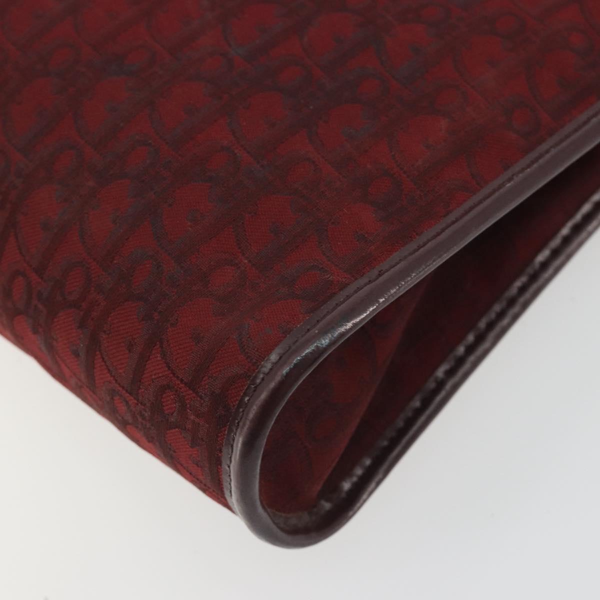 Christian Dior Trotter Canvas Shoulder Bag Red Gold Auth 193068